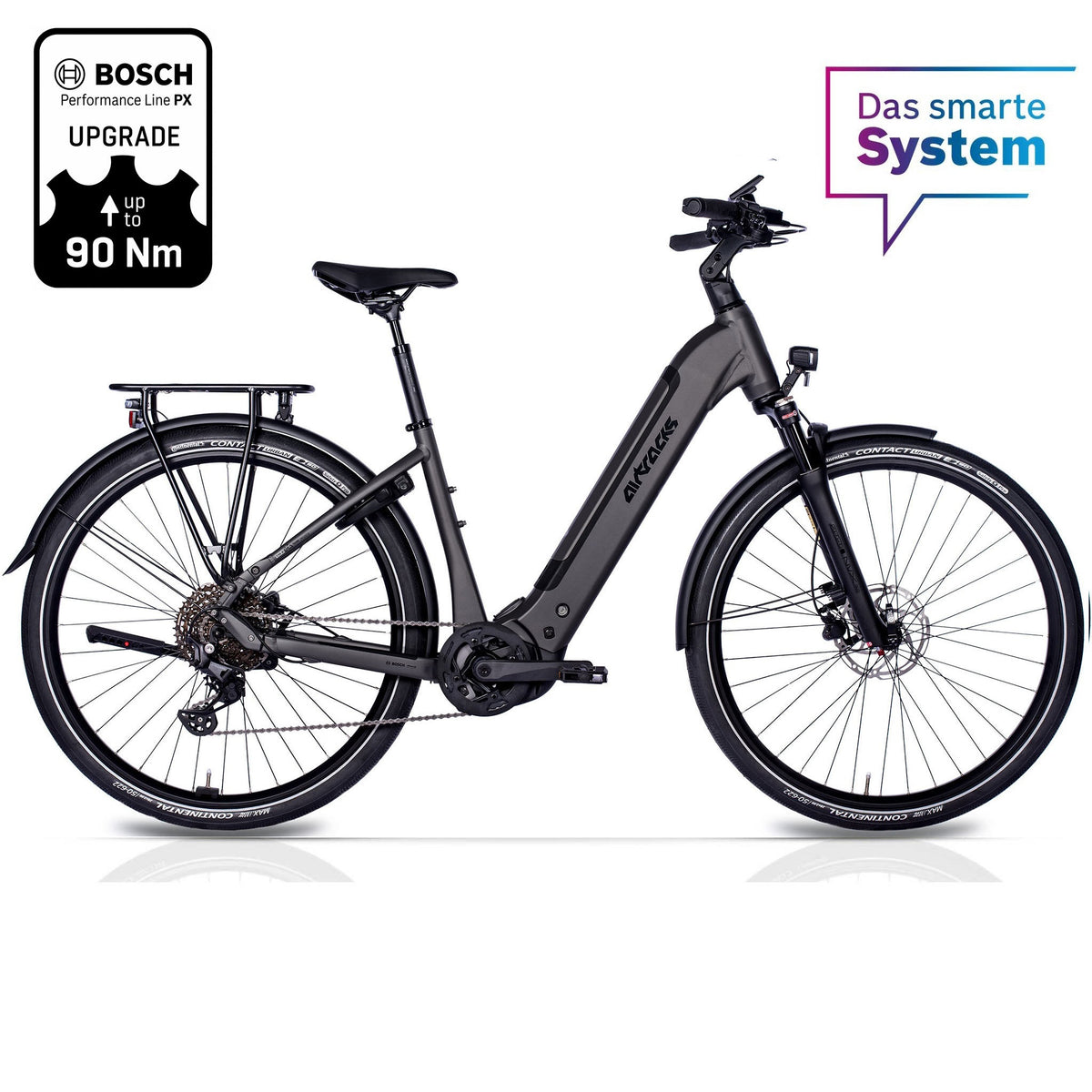 28" Damen E-Bike Trekking Fahrrad LS TERRA TR2 BOSCH Performance Line PX (Smart) POWERTUBE 600Wh 10 Gang SHIMANO DEORE RD-M5130