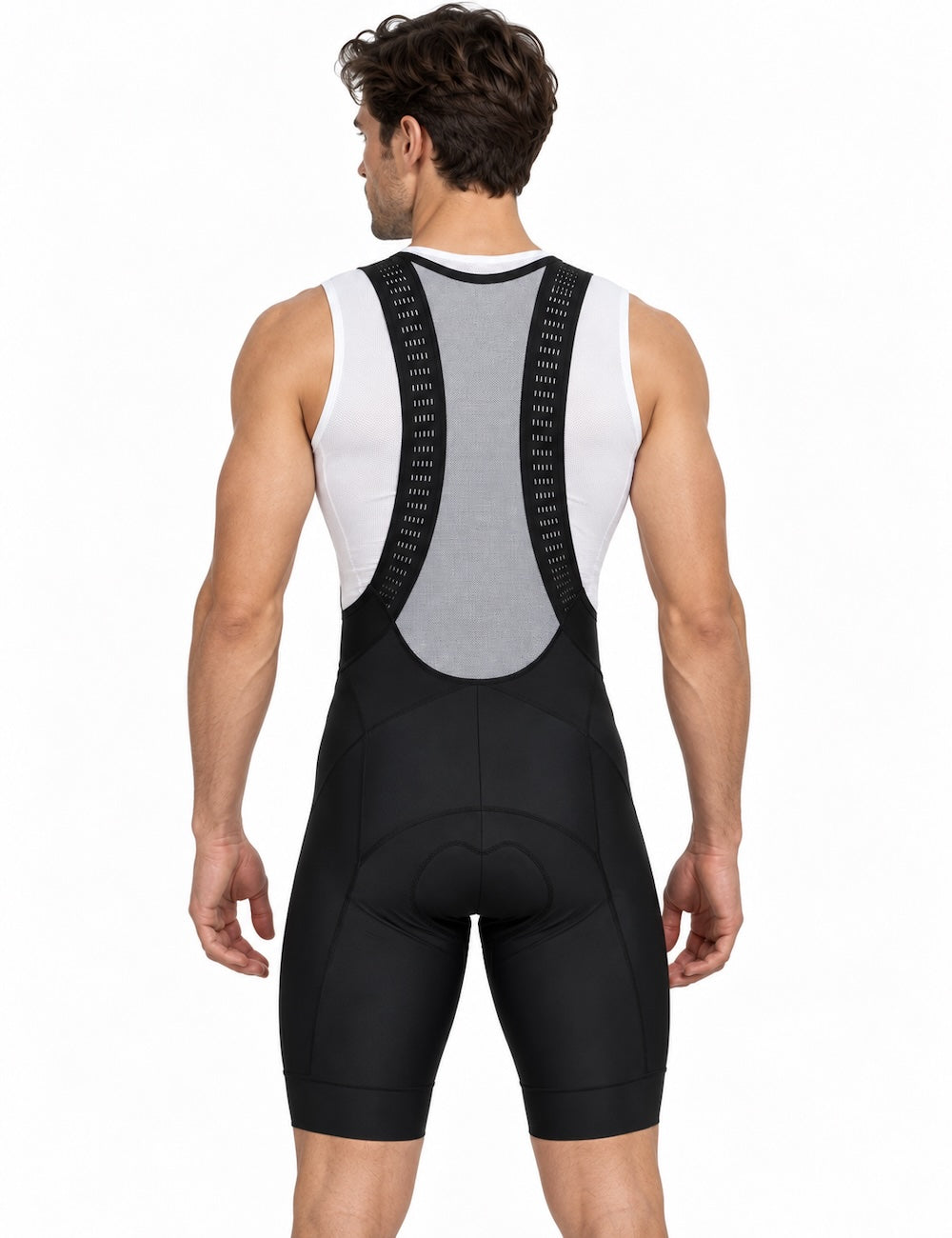 Herren Fahrradhose Kurz Radhose mit Trägern Trägerhose Pro Team Line Schwarz
