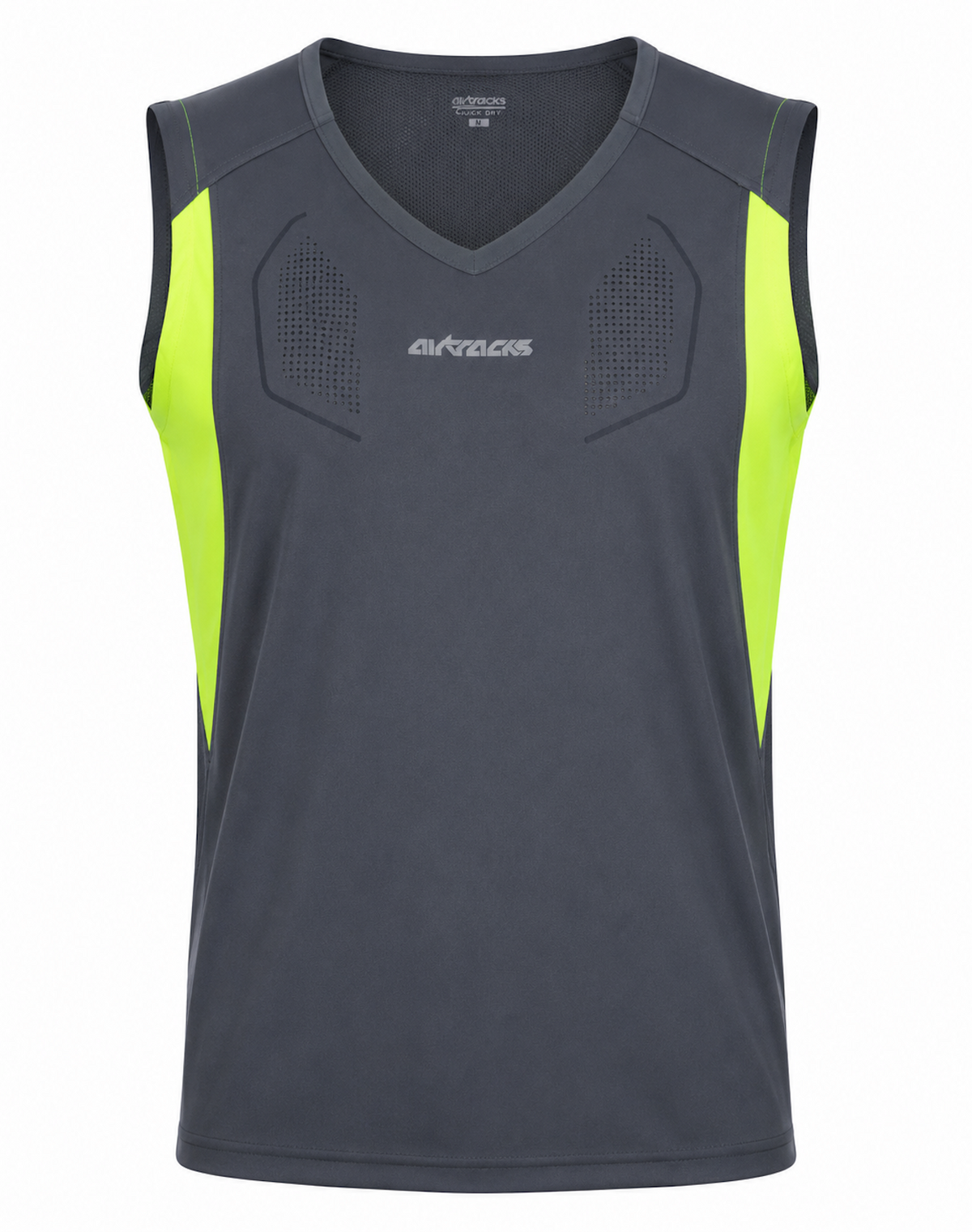 Herren Laufshirt Ärmellos Kurzarm Tank-Top Pro Line Grau-Neon
