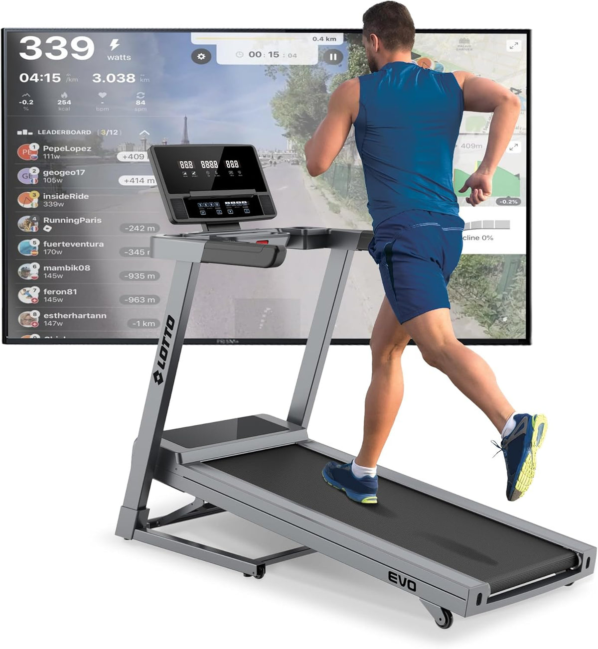 Lotto Evo Trepispone pieghevole elettricamente fino a 100 kg Bluetooth 1-16 km/h 125x45cm