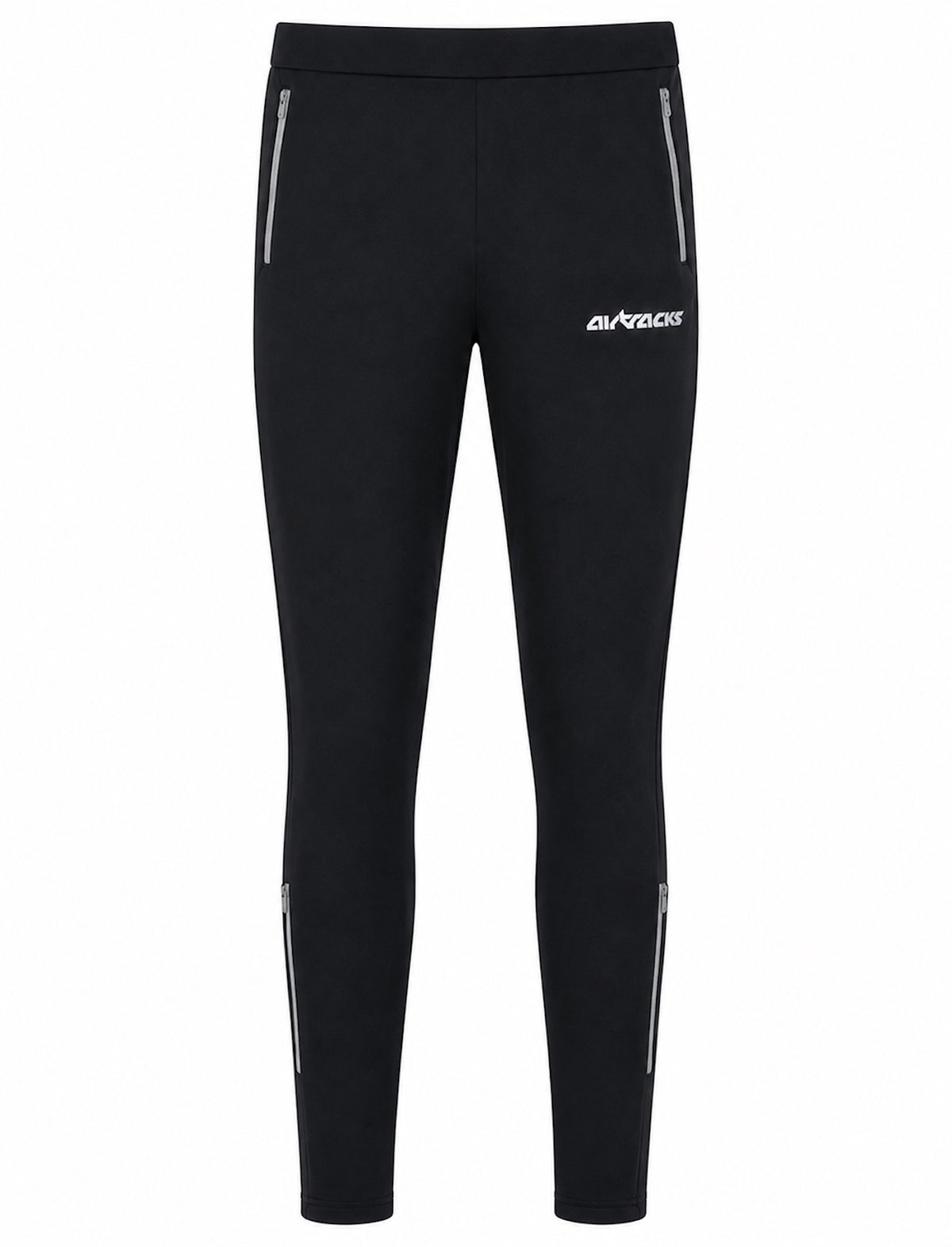 Herren Winter Thermo Laufhose Lang Pro Team Schwarz Silber