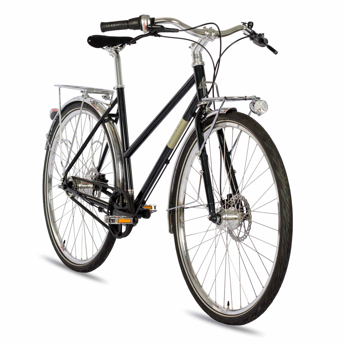 28" Damen Urban Bike City Fahrrad STREET CrMo GATES CARBON DRIVE BELT Shimano 7 x Gang NEXUS Schwarz