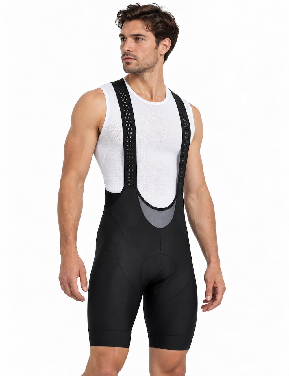 Herren Fahrradhose Kurz Radhose mit Trägern Trägerhose Pro Team Line Schwarz