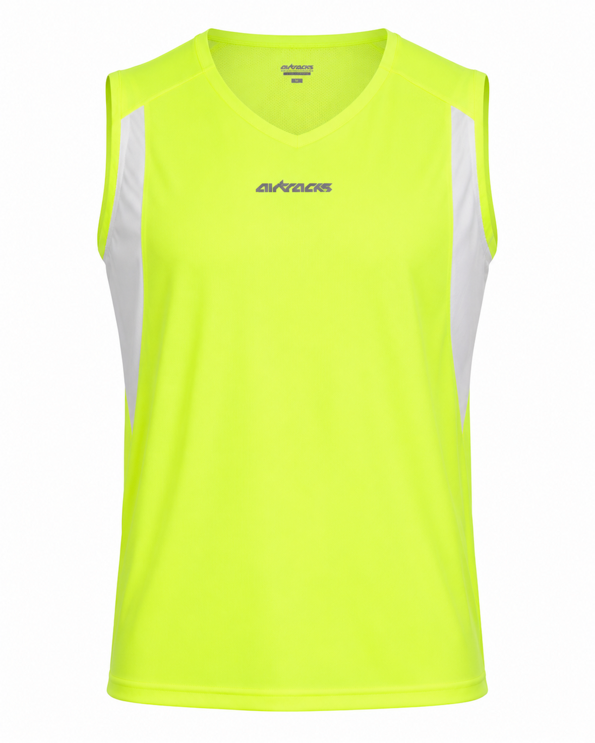 Herren Laufshirt Ärmellos Kurzarm Tank-Top Pro Line Neon-Weiss