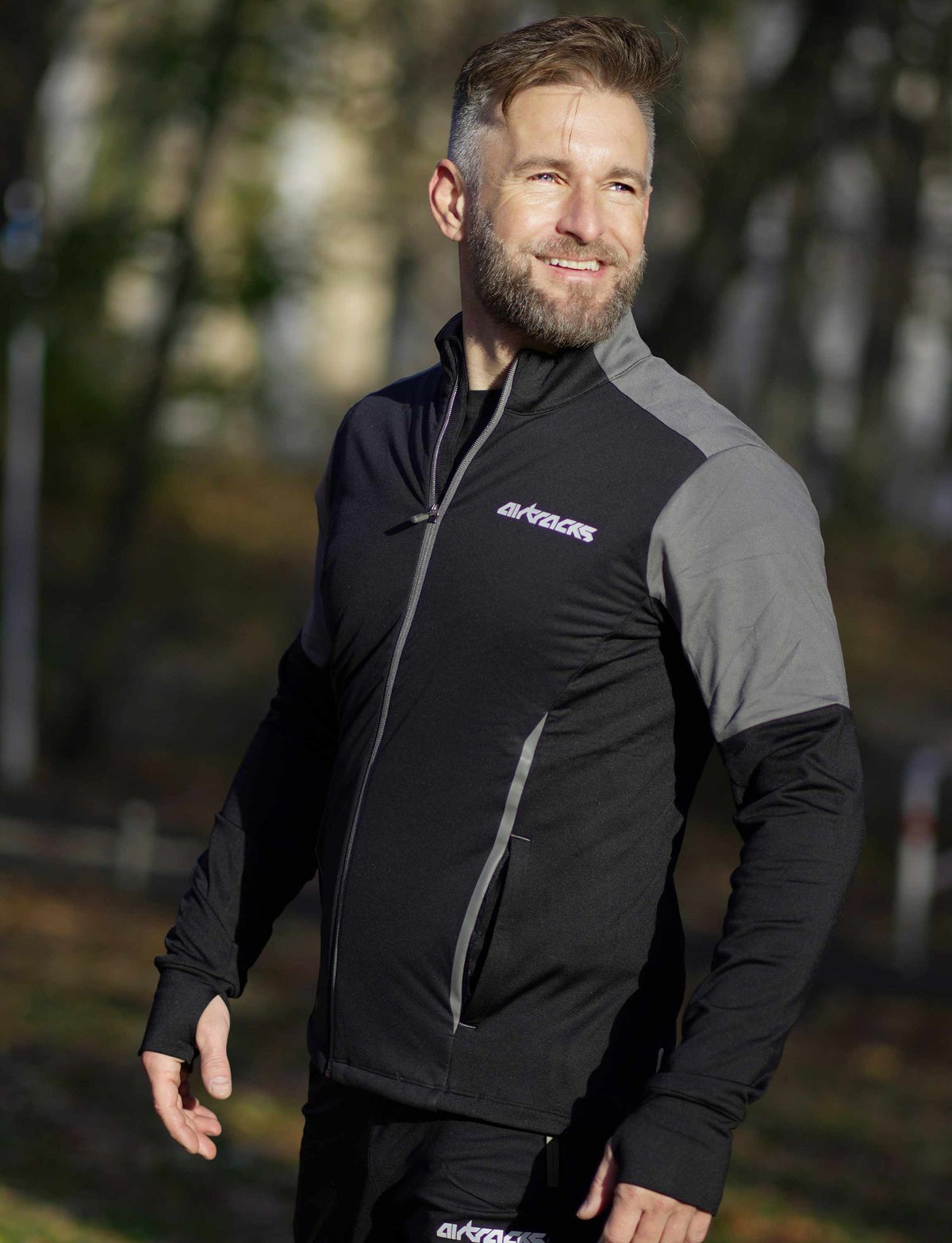 Herren-Thermo-Winter-Jacke-Funktions-Laufshirt-Langarm-Sweatshirt-Pro-Line-Schwarz-Grau-1