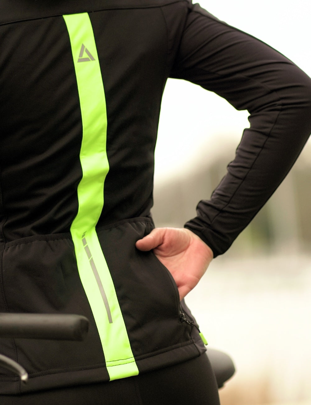Damen Winter Thermo Radtrikot Set Fahrradjacke Pro Line II + Thermo Fahrradhose Lang Schwarz Neon