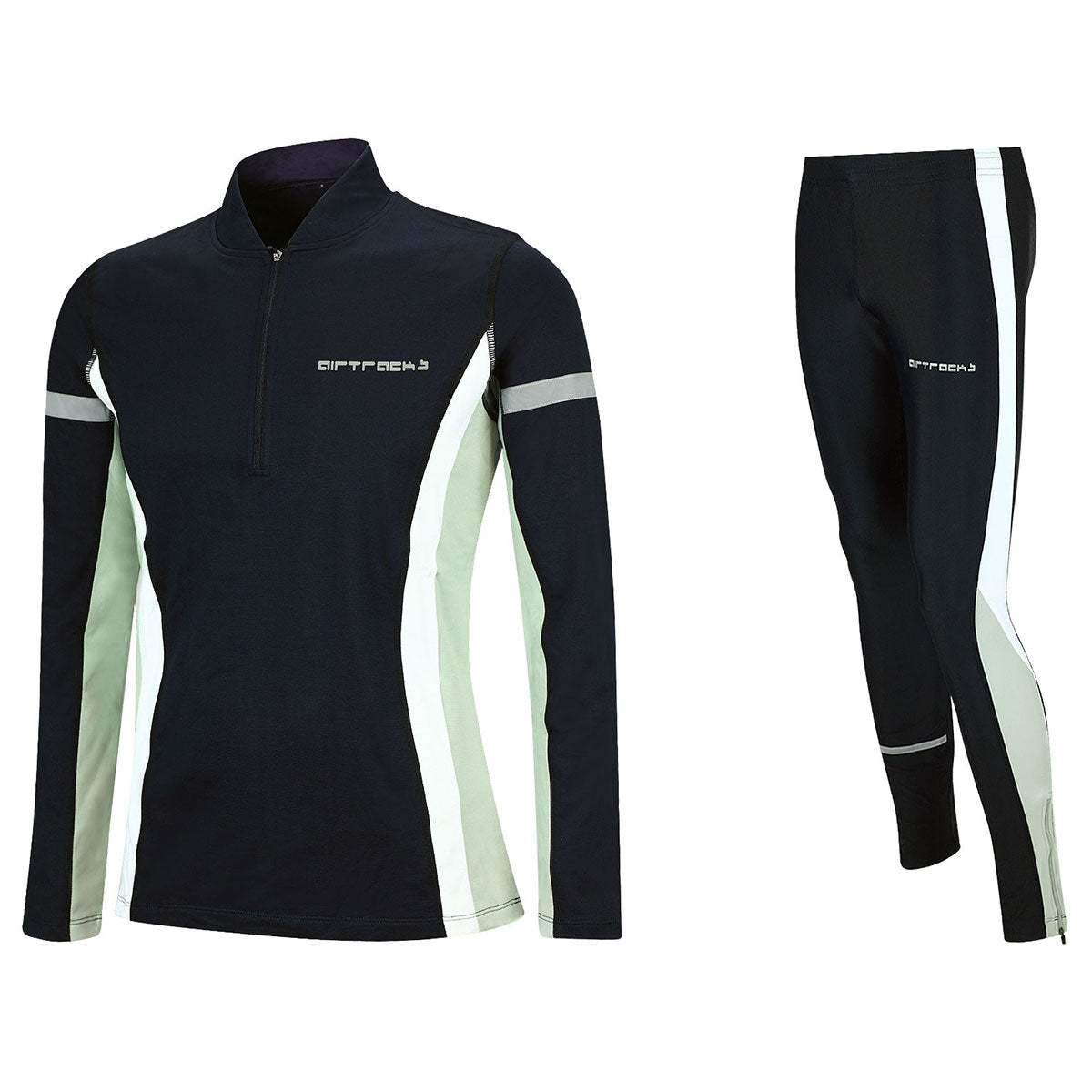 Conjunto de invierno de forro polar para hombres Thermolaufset (2 piezas) camiseta de correr de manga larga + pantalones de correr largos negro gris