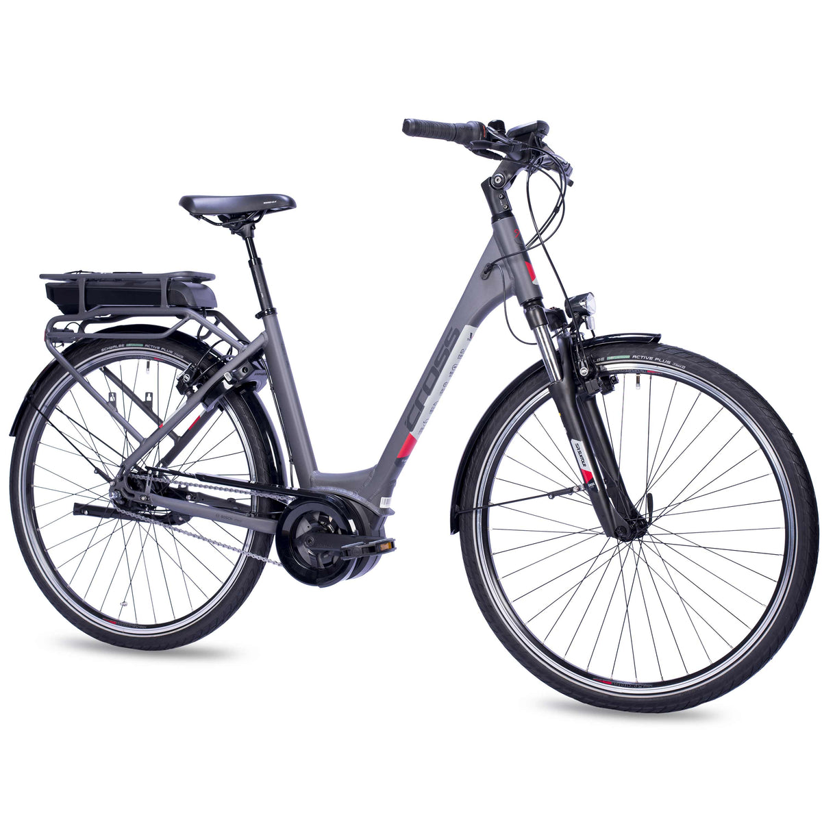 28" E-Bike City Fahrrad V-Tron RACK BOSCH ACTIVE LINE 400 Wh 7 GANG SHIMANO NEXUS RÜCKTRITTBREMSE Schwarz