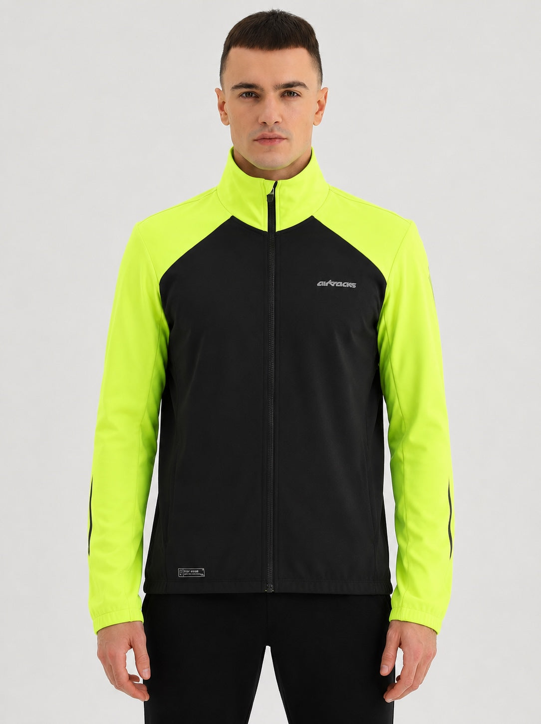 Herren Winter Fahrradjacke Softshell Thermoradjacke Advance Line Grau-Neon