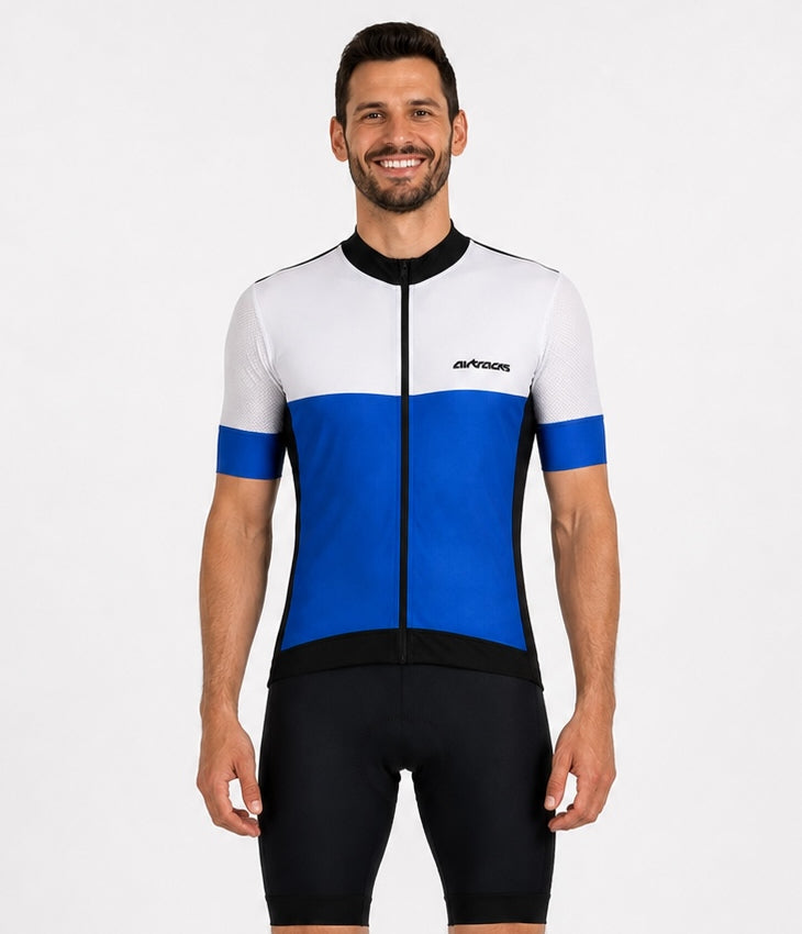 Herren Fahrradtrikot Kurzarm Radtrikot Pro Team Line III Blau Weiss