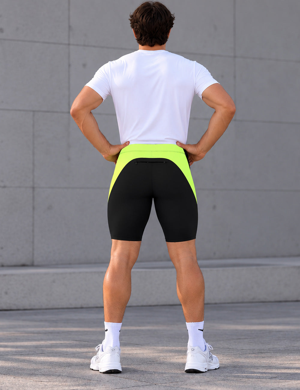 Pantalones de carreras de hombres cortos por neón negro