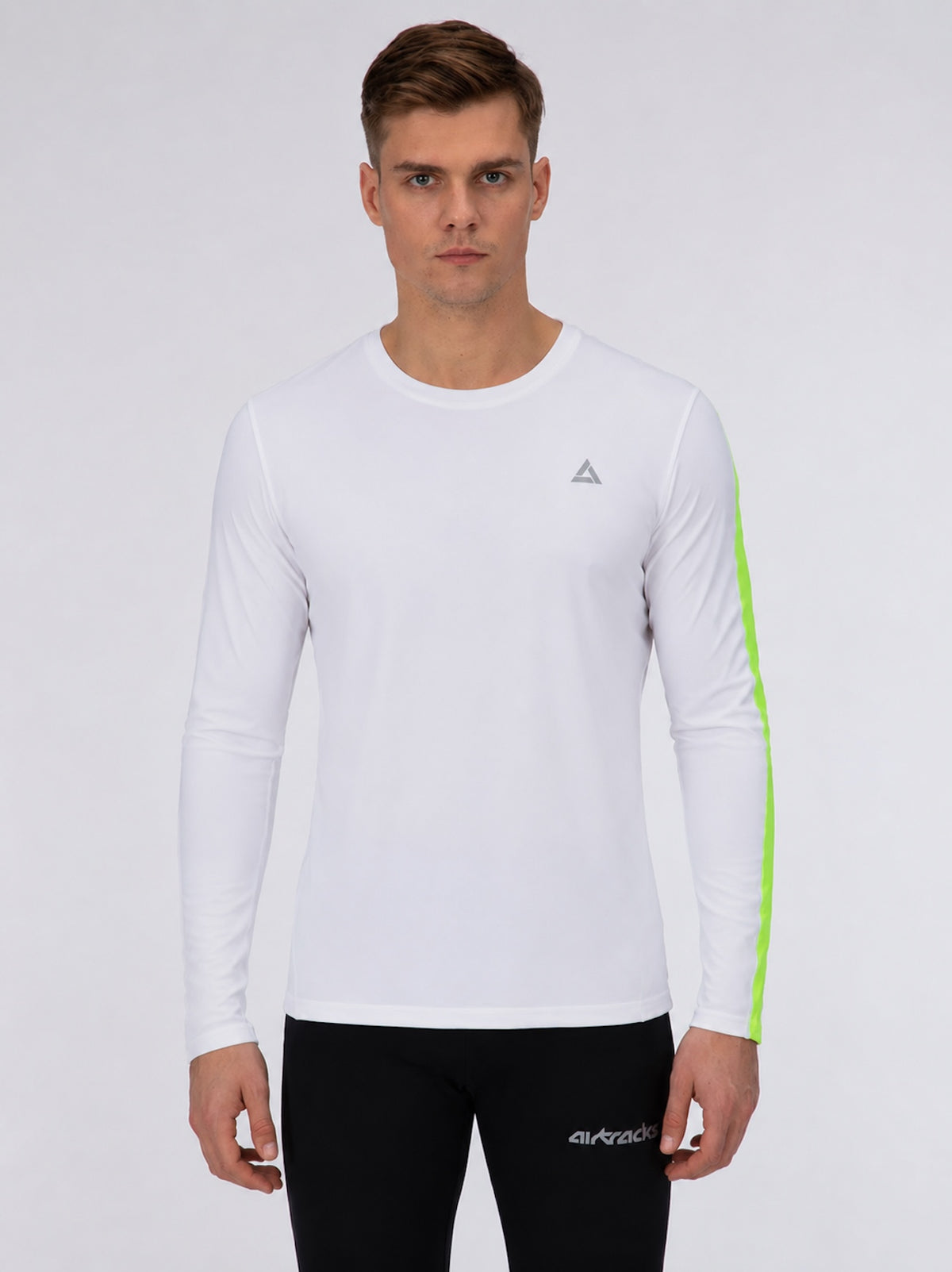 Herren Funktions Laufshirt Langarm Pro Line Weiss Neon