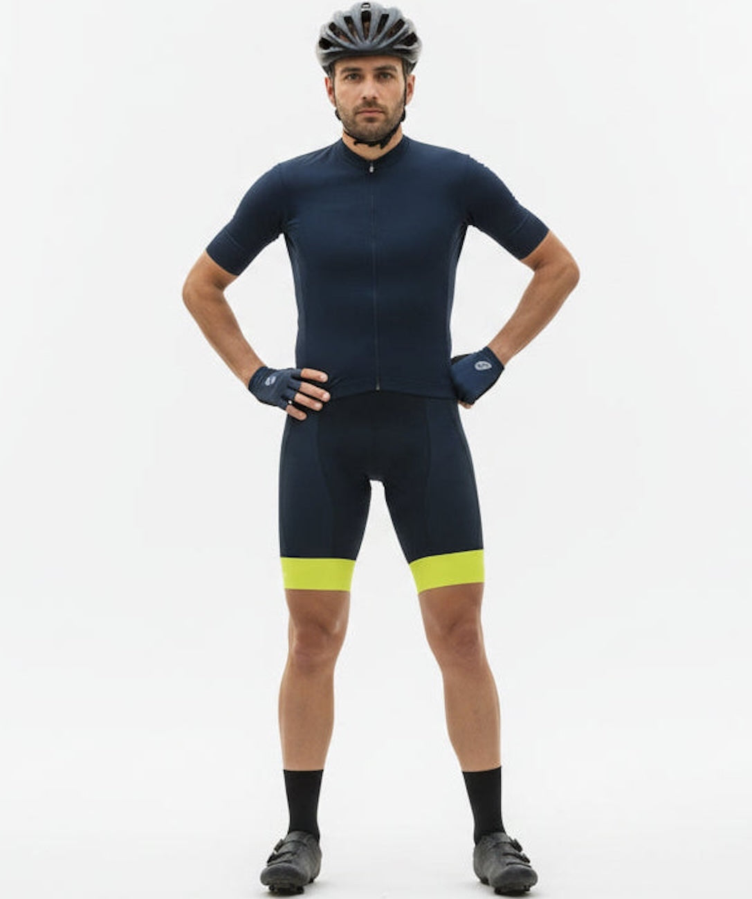 Herren Fahrradhose Kurz Radhose Comfort Line Schwarz Neon
