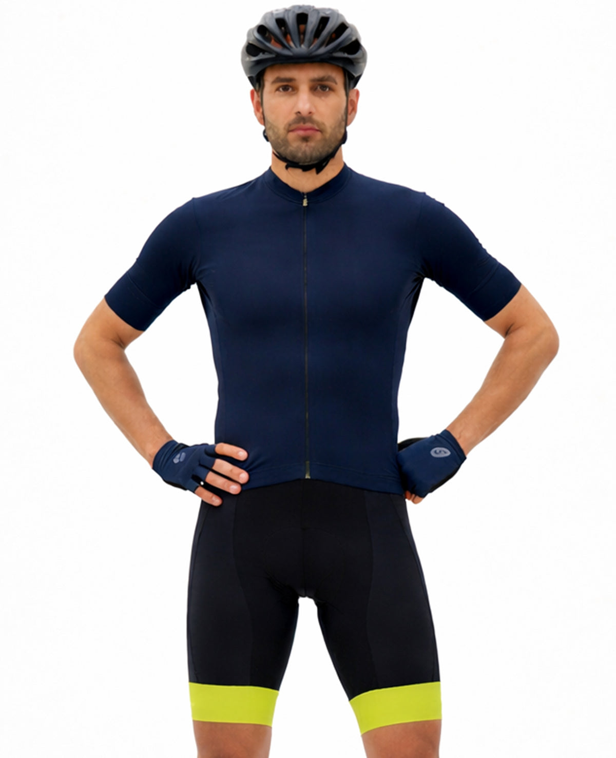 Herren Fahrradhose Kurz Radhose Comfort Line Schwarz Neon