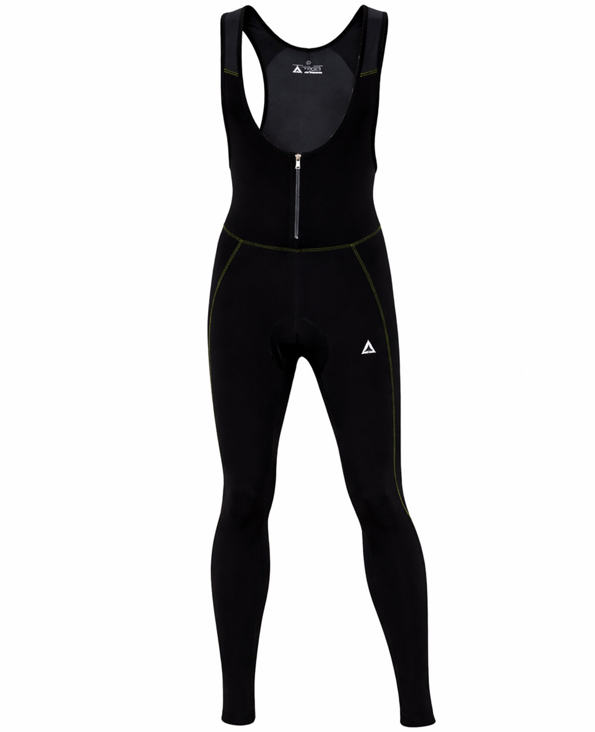 Herren Winter Fahrradhose Lang mit Trägern Comfort Line - Fleece Thermoradhose Schwarz-Neon